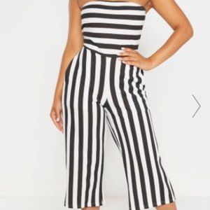 Petite Black Contrast Stripe Bandeau Culotte Jumps